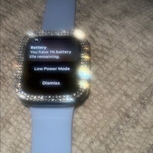 Smartwatch with Blue Band and Silver Bezel